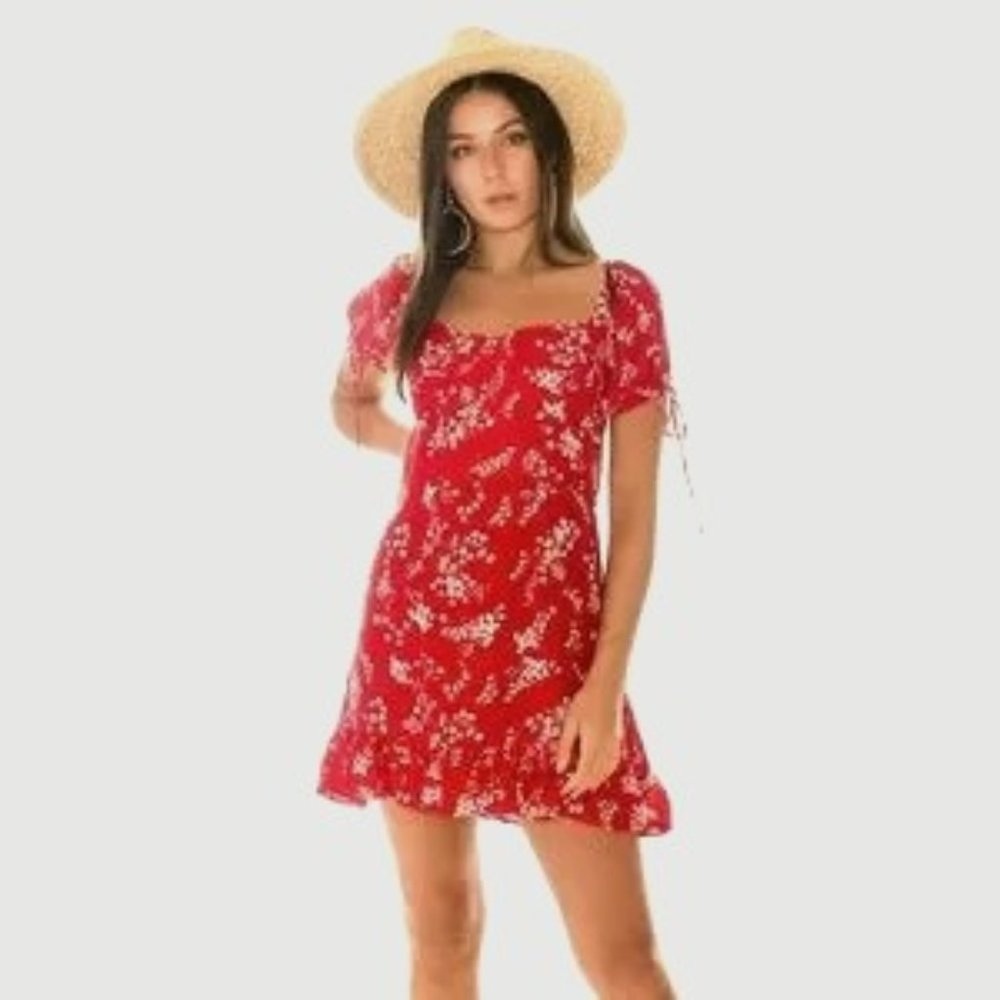 Red Floral Mini Dress
